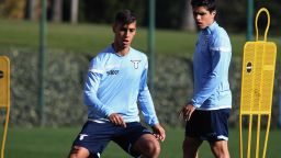 ROME, ITALY - OCTOBER 23:   Felipe Neto and Bruno Jordao of SS Lazio in action during the SS Lazio training session on October 23, 2017 in Rome, Italy.  (Photo by Paolo Bruno/Getty Images)