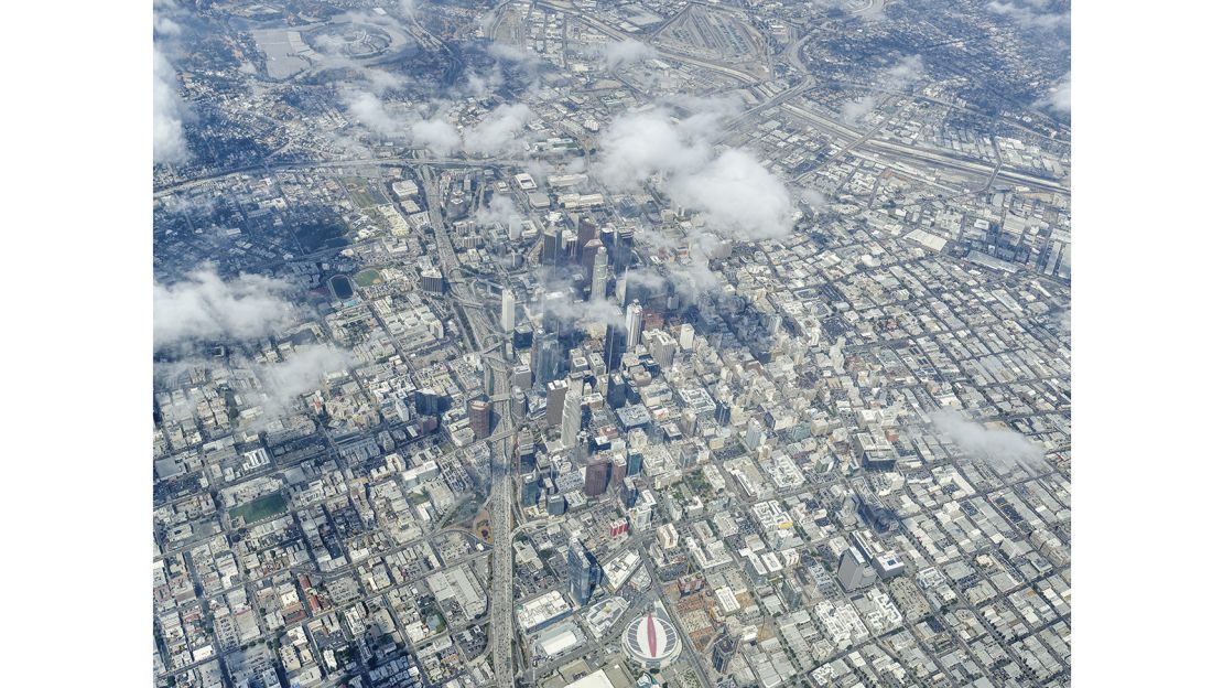 Prensena hopes to photograph over Africa and Antarctica in the future. Pictured here: Downtown Los Angeles, California.