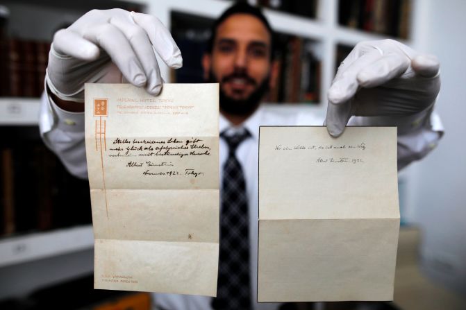 Two handwritten notes penned by Albert Einstein have been sold at auction for a combined $1.8 million. 