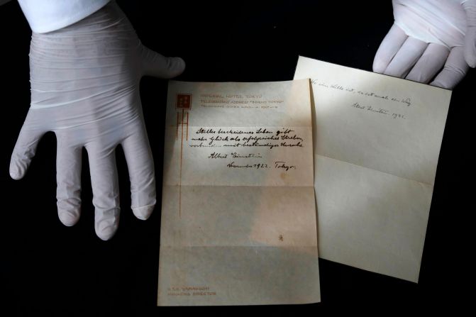 The notes are written on notepaper from the Imperial Hotel in Ginza, Tokyo, where Einstein was delivering a series of lectures. Scroll through the gallery for other fascinating objects to go on auction. 