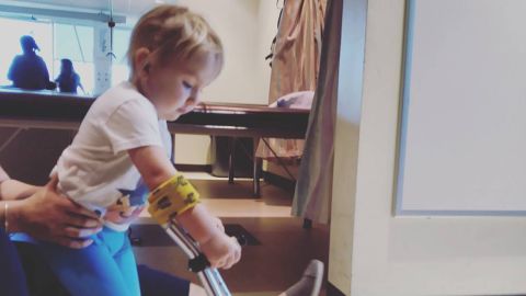 Zéa uses a walker at home between sessions.