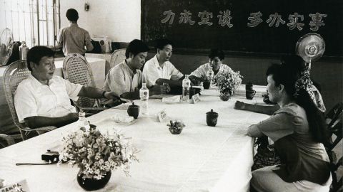 Xi, left, meets with citizens of Fuzhou, China, in 1993. He was the city's party secretary from 1990-1996.