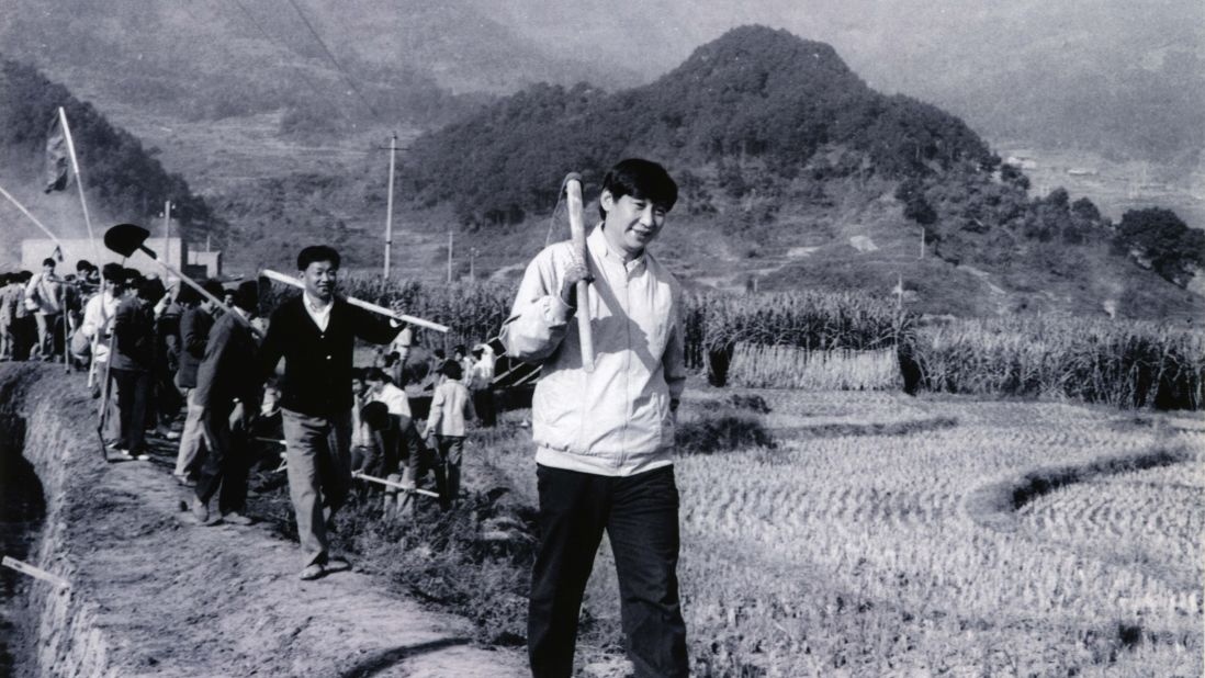 Xi, as the Communist Party secretary of Ningde, China, participates in farm work in 1988.