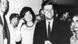 John F Kennedy (1917 - 1963), Senator for Massachusetts with his wife, Jacqueline (1929 - 1994), about to leave New York for the Los Angeles Democratic Party Convention, at which the party candidates for the forthcoming Presidential election will be nominated.    (Photo by Keystone/Getty Images)