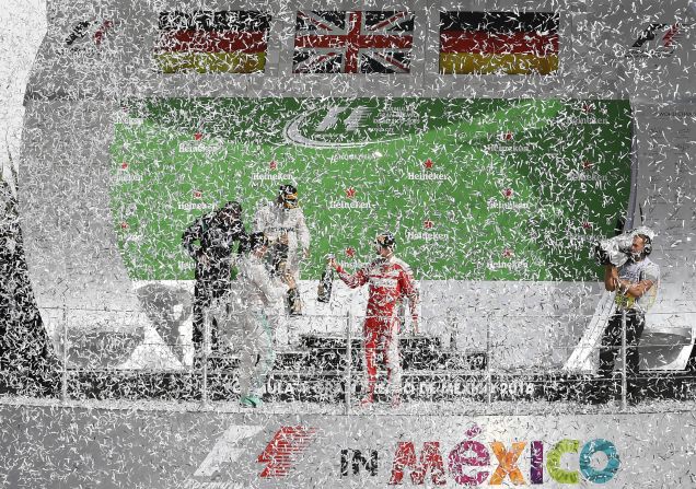 Podium celebrations at the 2016 Mexico Grand Prix ... The vibrant atmosphere in Mexico City has made the grand prix one of the most popular on the calendar. 