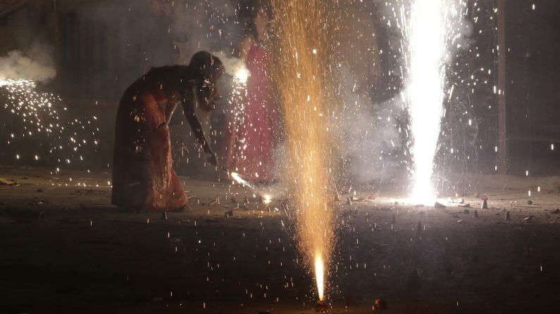 <strong>New Delhi:</strong> People light fireworks for Diwali, dubbed the "festival of lights," one of India's most important celebrations.