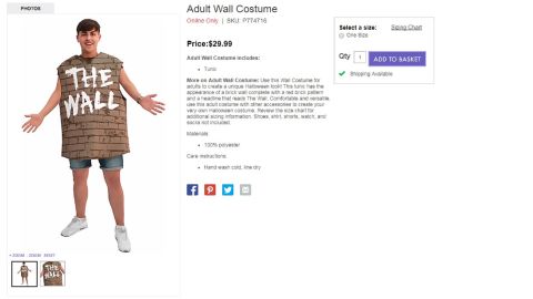 A "Wall" costume sold by Party City 