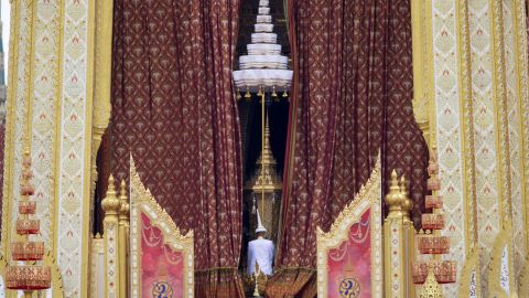 The ceremonial urn of Thailand's late King Bhumibol Adulyadej is transported during the funeral procession and royal cremation ceremony in Bangkok, Thailand, Thursday, Oct. 26, 2017. 