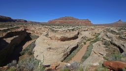 BLANDING, UT - MAY 11; Sandstone formations are shown here on the western edge of the Bears Ears National Monument  on May 11, 2017 outside Blanding, Utah. The newly created Bears Ears National Monument and the Grand Staircase-Escalante National Monument, are under review by the Trump Administration to help determine their future status. (Photo by George Frey/Getty Images)