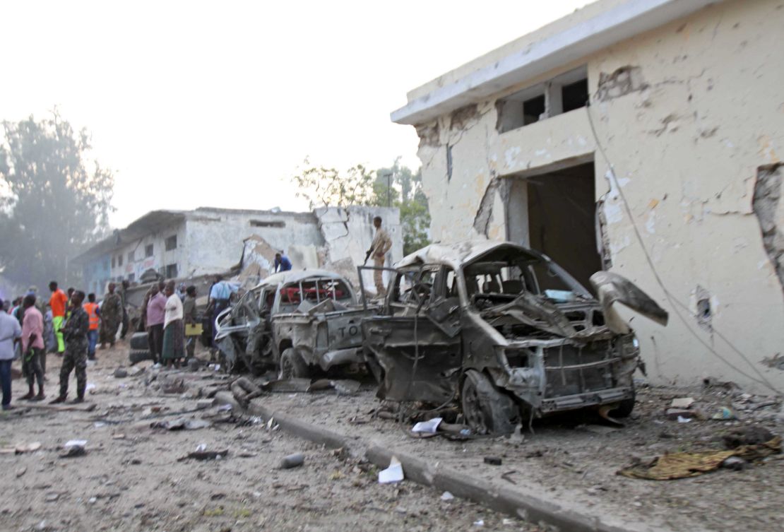 A car bomb attack in Mogadishu, Somalia, on Saturday left at least 10 dead, police said. 