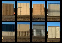 This combination of pictures shows the eight prototypes of US President Donald Trump's US-Mexico border wall being built near San Diego, in the US, seen from across the border from Tijuana, Mexico, on October 22, 2017. 
GUILLERMO ARIAS/AFP/Getty Images
