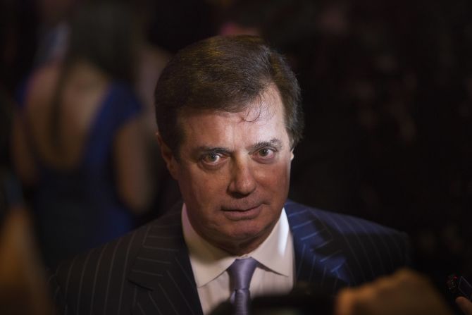 Manafort speaks with the press as part of Trump's campaign during an election night event in New York City on April 19, 2016.<br />