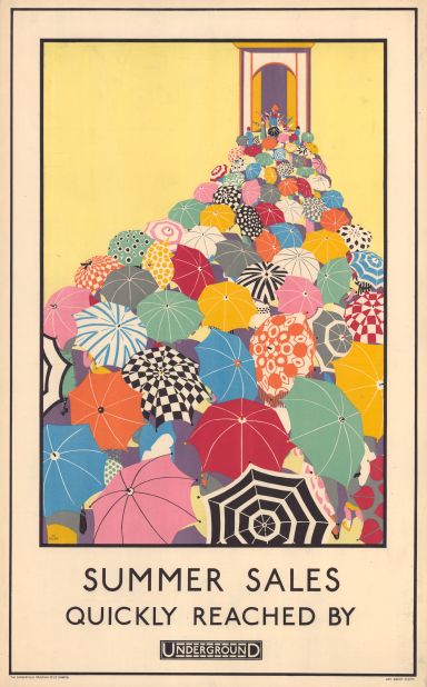 Mary Koop conceived this poster design to encourage commuters to the Summer Sales in London. 
