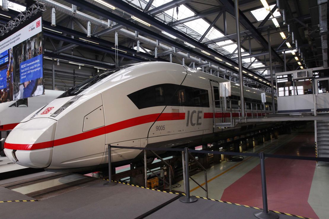 An ICE 4 train at the DB- Deutsche Bahn center in Rummelsburg, Berlin.