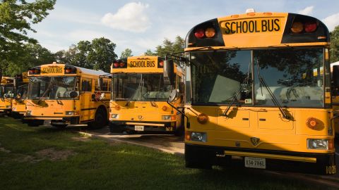 School buses similar to these are helping students connect to the internet.