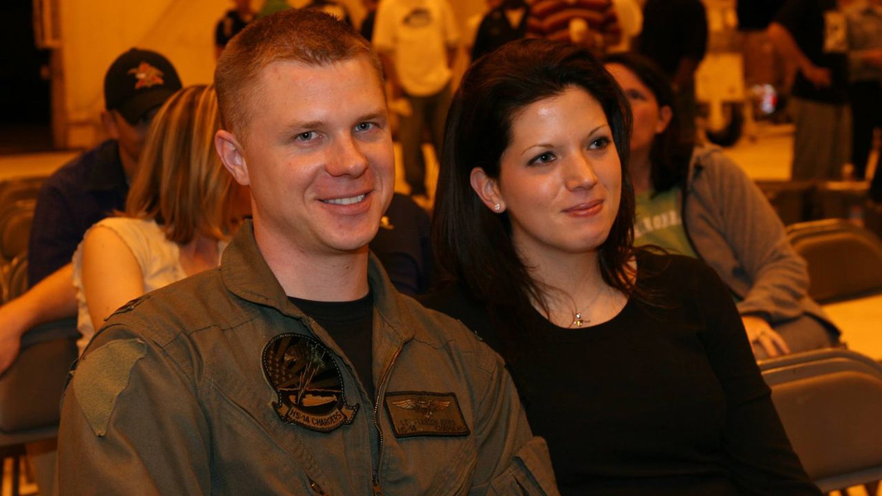 Theresa and Landon at a squadron briefing in Japan.