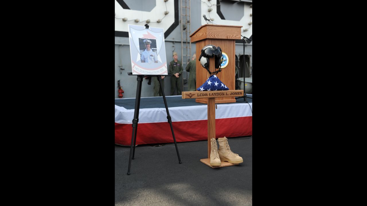 About a week after Landon's passing, his Navy squadron held a memorial service aboard the USS Nimitz in the Red Sea.