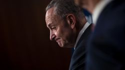 WASHINGTON, DC - OCTOBER 31: Senate Minority Leader Chuck Schumer (D-NY) pauses while speaking during a press conference to discuss their proposals for raising the 401(k) pre-tax contribution limits, October 31, 2017 in Washington, DC. (Drew Angerer/Getty Images)