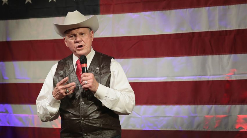 Republican candidate for the US Senate in Alabama, Roy Moore, speaks at a campaign rally on September 25, 2017 in Fairhope, Alabama.
