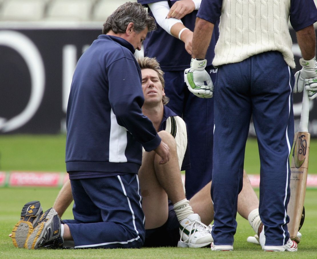 Australia cricketer Glenn McGrath injured his ankle playing rugby ahead of an Ashes Test against England in 2005.