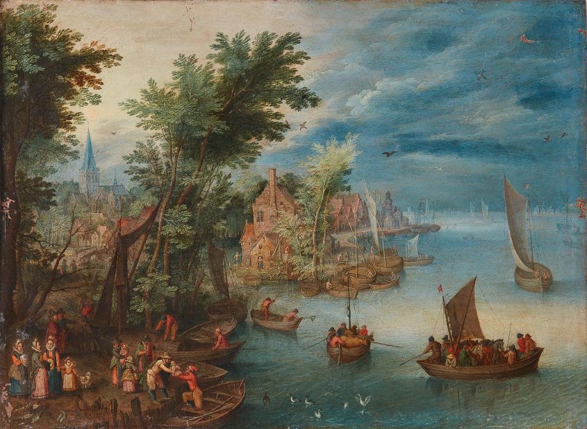 "Flusslandschaft (River landscape)" (1630s) by Jan Brueghel the Younger