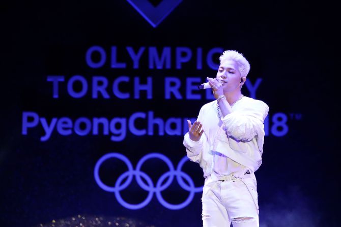 A ceremony to mark the flame's arrival featured K-pop sensation Taeyang, an <a href="index.php?page=&url=http%3A%2F%2Fedition.cnn.com%2F2017%2F06%2F21%2Fsport%2Fbig-bang-taeyang-south-korea-pyeongchang-winter-olympics%2Findex.html">honorary ambassador f</a>or next year's Winter Games.