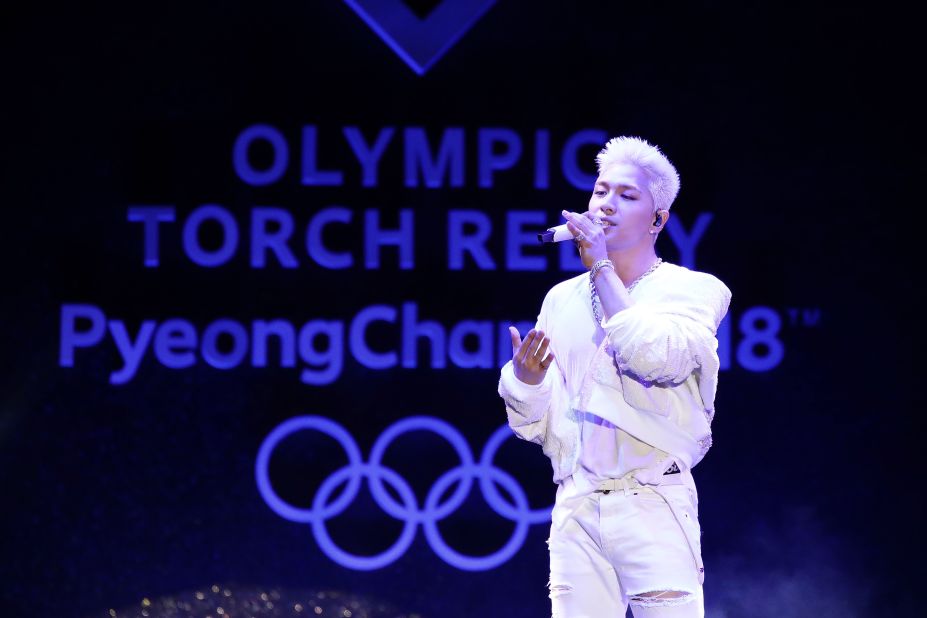 A ceremony to mark the flame's arrival featured K-pop sensation Taeyang, an <a href="http://edition.cnn.com/2017/06/21/sport/big-bang-taeyang-south-korea-pyeongchang-winter-olympics/index.html">honorary ambassador f</a>or next year's Winter Games.