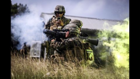 US Marines trains at Camp Hansen, Japan, in 2017.