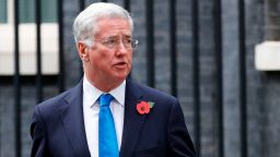 Britain's Defence Secretary Michael Fallon leaves 10 Downing Street after the weekly meeting of the cabinet in central London on October 31. Fallon resigned on Wednesday, November 1. 
