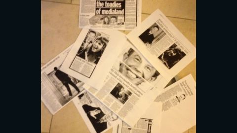 Cuttings from British newspapers following the press conference with Tony Blair. 