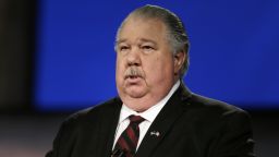 In this April 24, 2014 file photo, Sam Clovis speaks in Johnston, Iowa.  Clovis signed on with Donald Trump in August, after quitting former Texas Gov. Rick Perry's struggling campaign (AP/Charlie Neibergall, File)