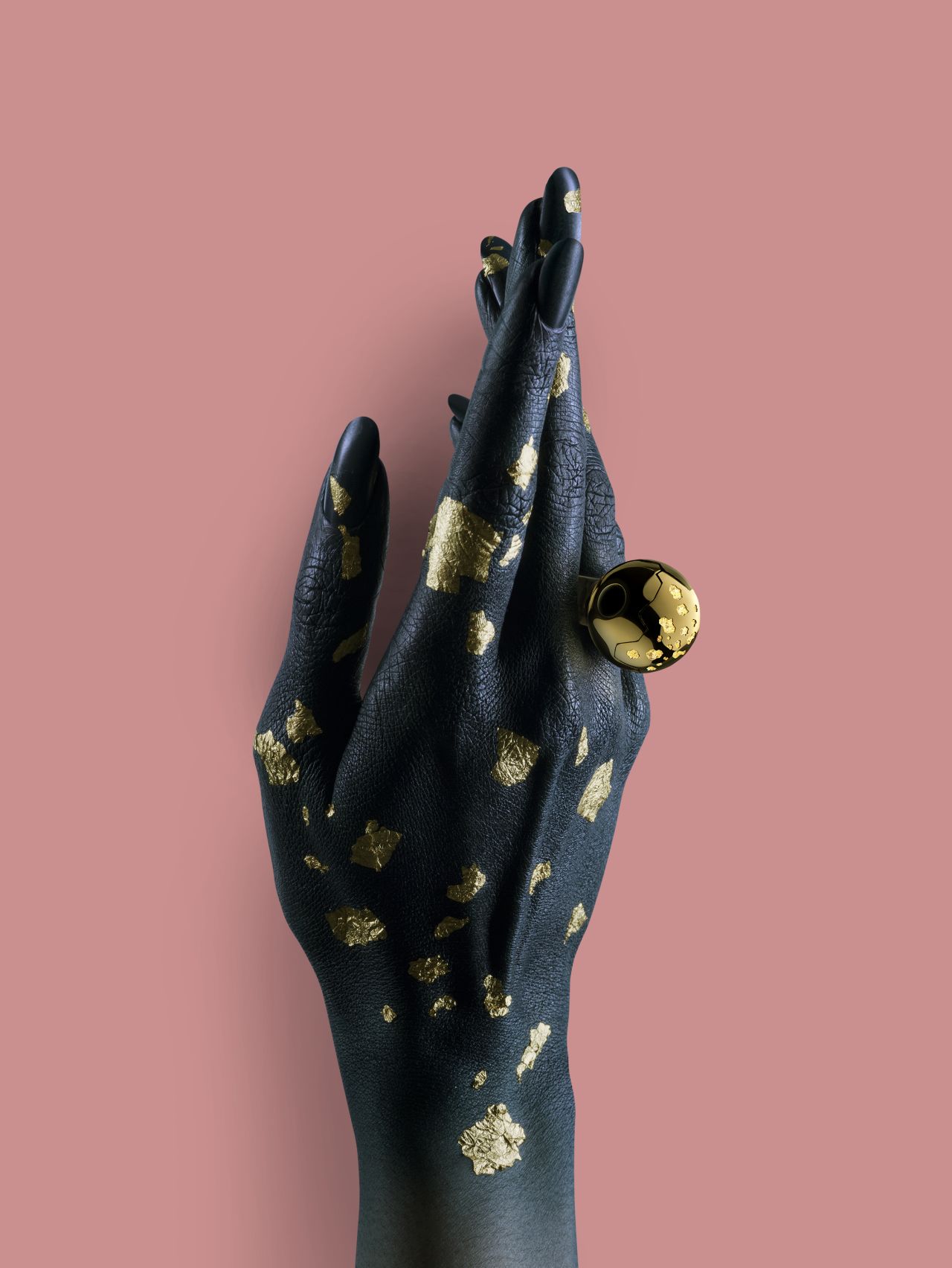 Fine jewelry company, Ore has applied Vantablack to their range of interactive rings. Made of 18-carat gold and olivine crystals, each ring is paired with a single star. As the star reaches its zenith position, LED lights glow through the crystals. 