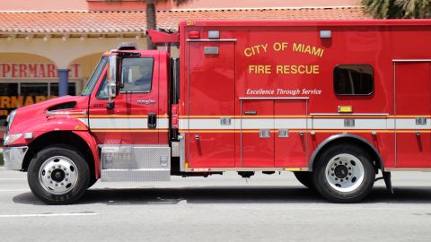 A fire rescue ambulance in Little Havana.