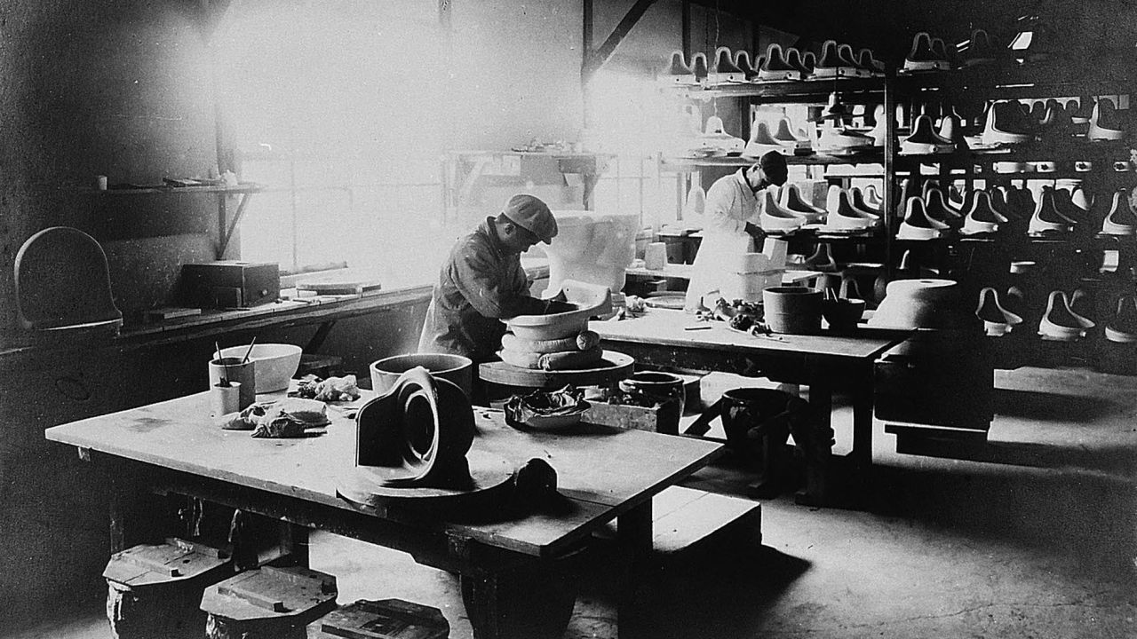 Prior to that, he had been running a ceramics factory, which is pictured here in 1914. It was in this Kitakyushu facility that Japan's first Western toilet was produced.