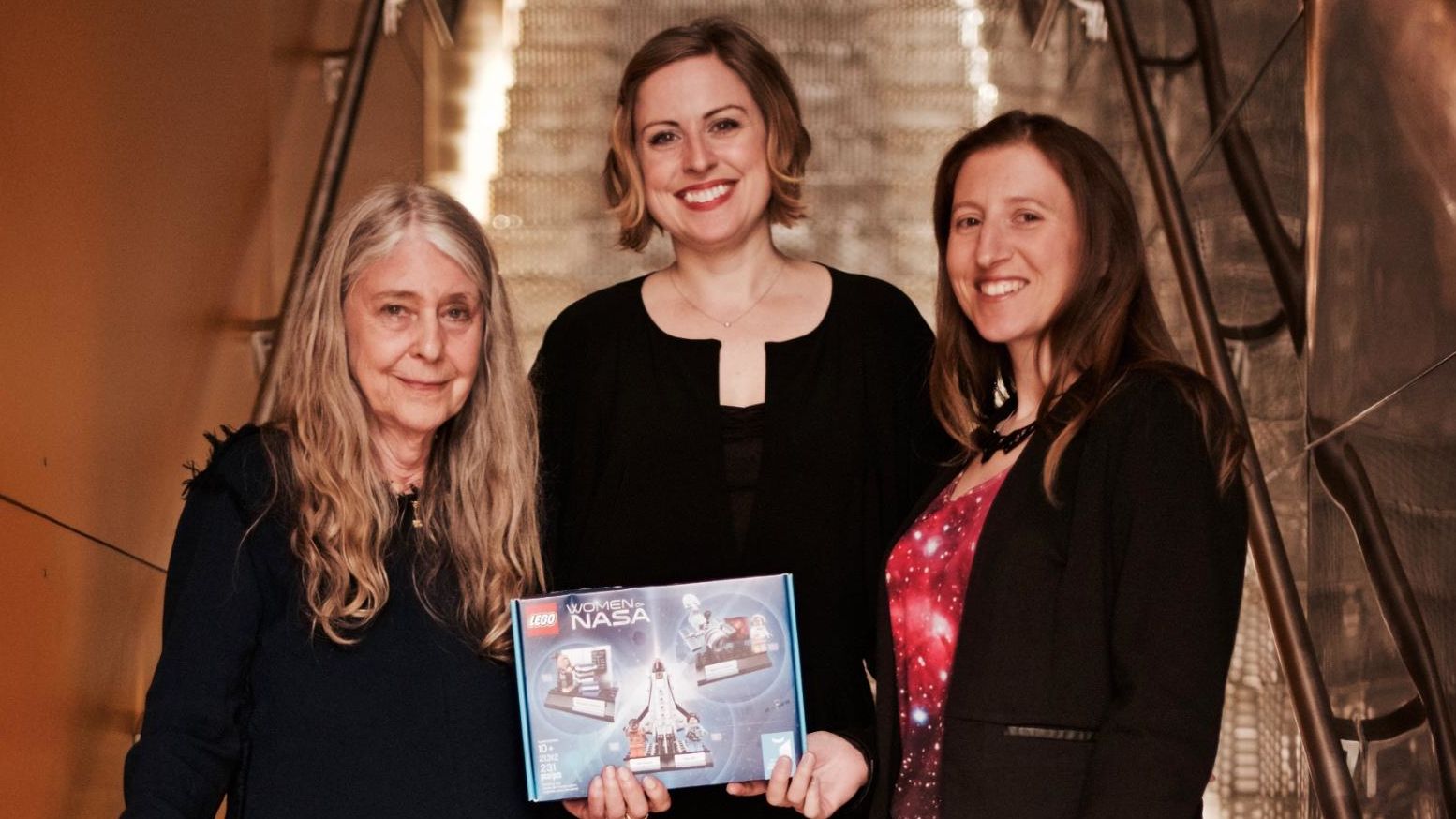 From left, Margaret Hamilton, Tara Wike and Maia Weinstock after the final design presentation. 