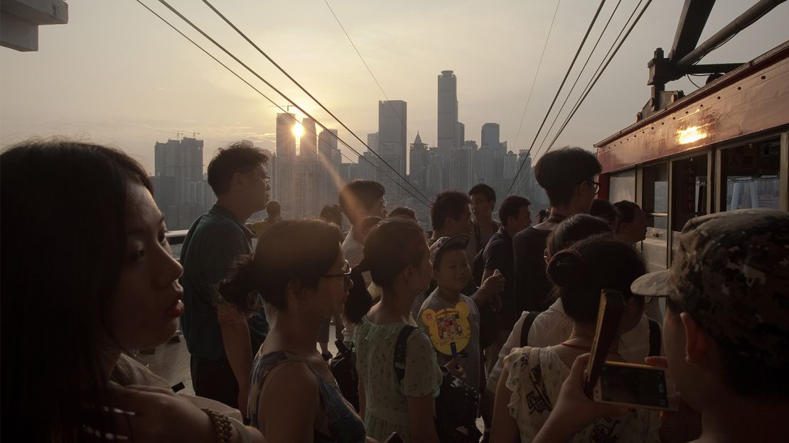 Chongqing's cableway glides over the Yangtze River.