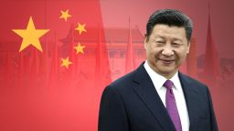 China flag and Xi card