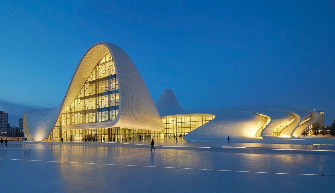 One of the most recognizable buildings in Azerbaijan's capital, Baku, the Heydar Aliyev Center is typical of Hadid's flowing architectural style.<br />