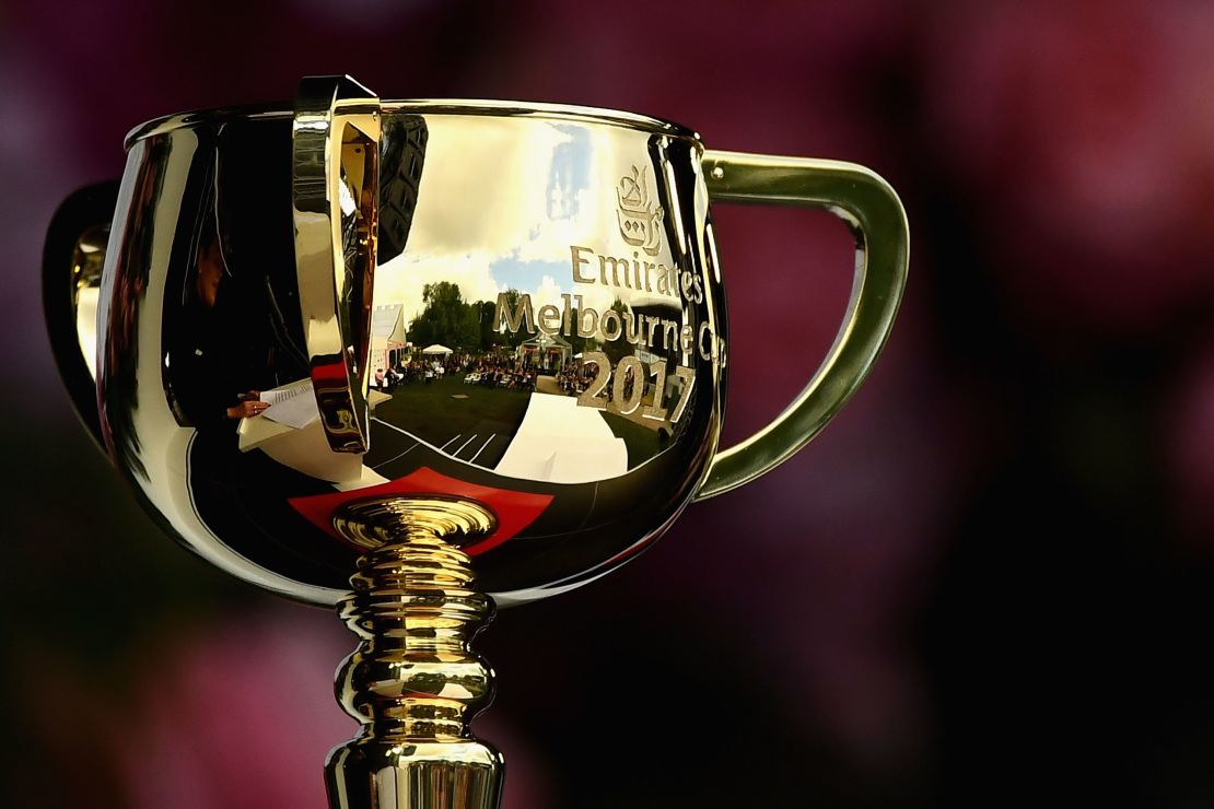 The Melbourne Cup  on display during the  Melbourne Cup Carnival Launch at Flemington Racecourse on October 30, 2017.