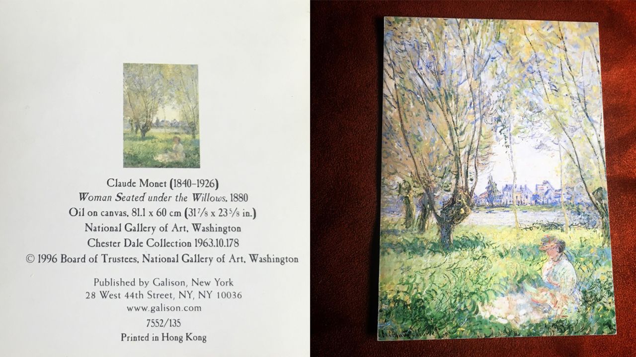 The card is emblazoned with a Monet painting.