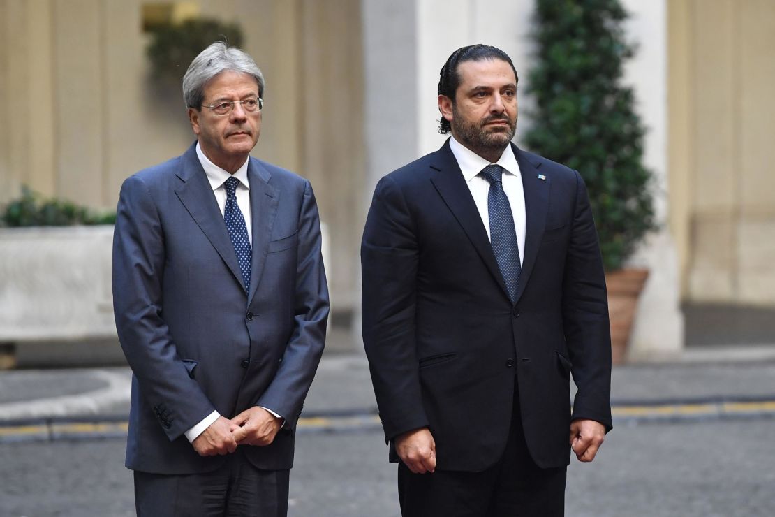 Saad Hariri, then-Prime Minister of Lebanon, meets his Italian counterpart in Rome in October.