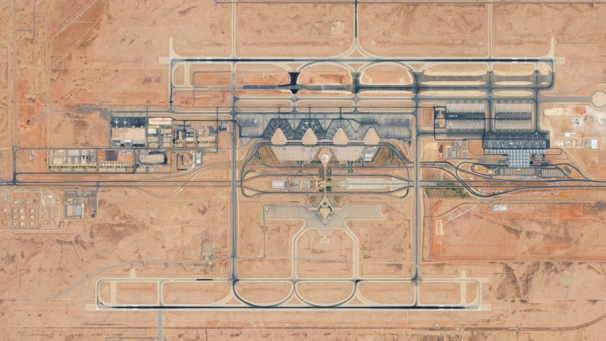 KING KHALID INTERNATIONAL AIRPORT, RIYADH, SAUDI ARABIA - AUGUST 24, 2017:  DigitalGlobe Satellite Imagery of King Khalid International Airport in Riyadh, Saudi Arabia.  (Photo DigitalGlobe via Getty Images)