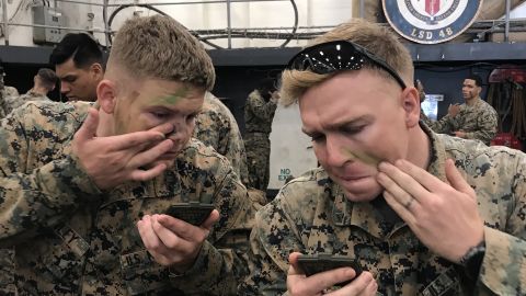 Marines prepare for the commencement of the Blue Chromite 18 drills.