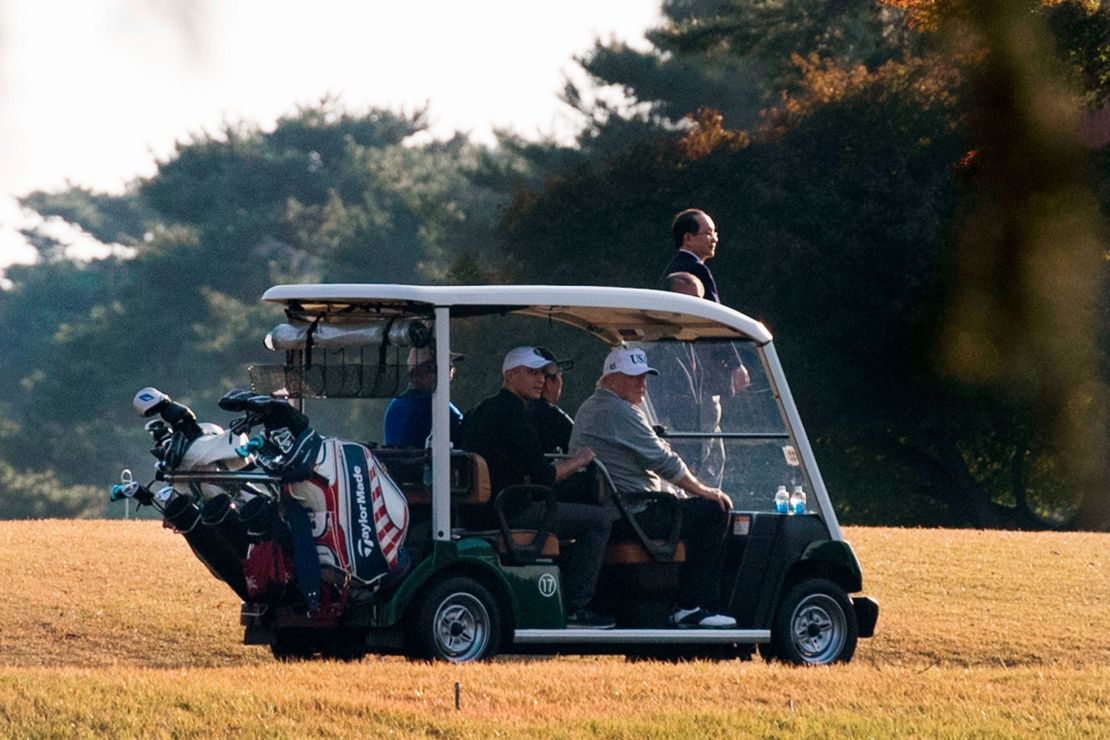 President Trump and Japanese Prime Minister Shinzo Abe
played a round together last year.
