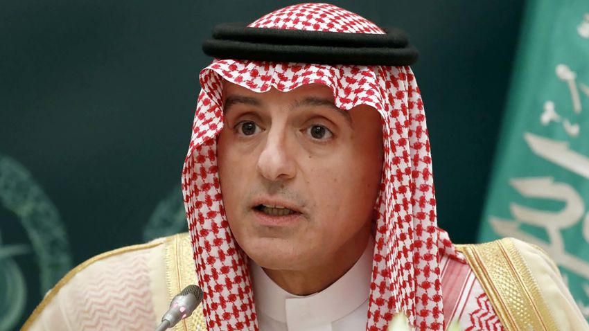 Saudi Foreign Minister Adel al-Jubeir attends a press conference with US Secretary of State in Riyadh on October 22, 2017. / AFP PHOTO / POOL / Alex Brandon        (Photo credit should read ALEX BRANDON/AFP/Getty Images)