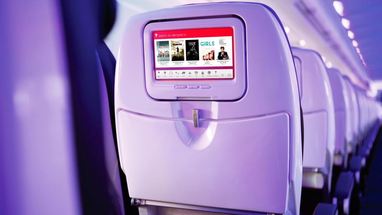 <strong>Next-generation: </strong>Virgin America's in-flight entertainment system Red is an android-based platform with seat-to-seat chat and multiplayer gaming, as well as the ability to purchase and send a drink or snack to yourself or another seat.