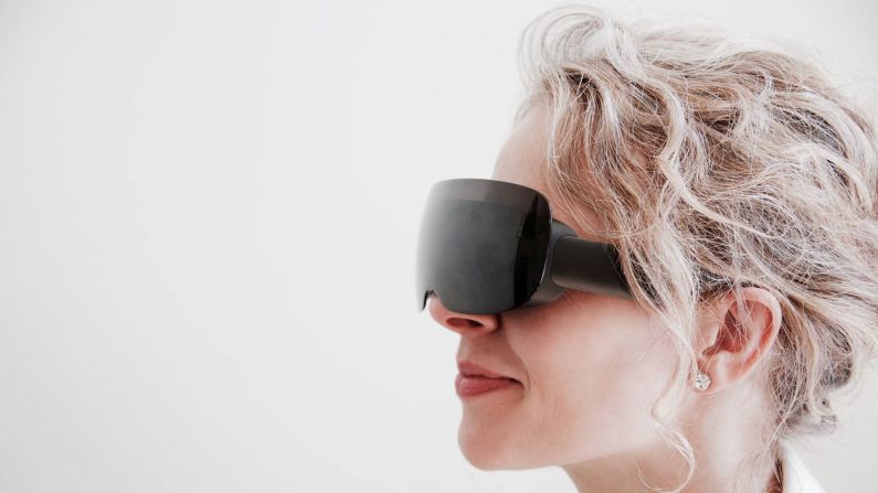 <strong>Immersive technology:</strong> The lightweight, wireless, "wearable cinema" headset designed by Allomind has two 1080-pixel, micro-OLED displays that work in tandem to channel the experience and depth of theater viewing. 