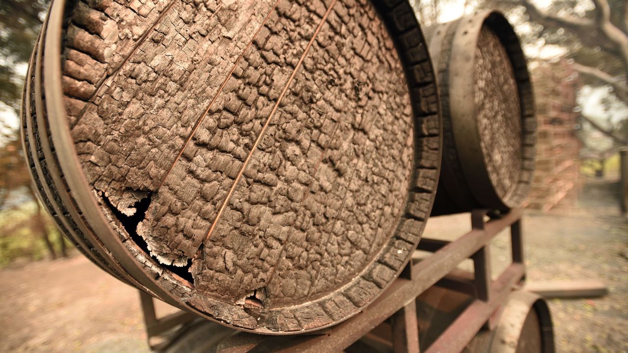Paradise Ridge's wine barrels burned during the fire.