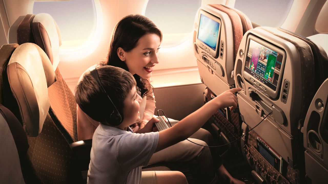 <strong>Connected viewing: </strong>Once onboard the plane, passengers can connect their device to the in-flight entertainment system to access their playlist.
