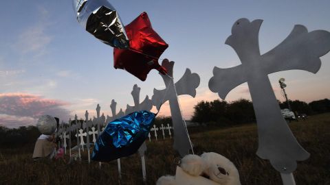 Memorial crosses honoring victims were placed near the scene of the church massacre.